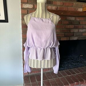 Lovers + Friends Off Shoulder Balloon Sleeve Blouse in Lavender Purple Sz S